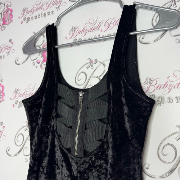 Material girl dress corset backing sexy cut out stretchy velvet velour shiny y2k - Picture 3 of 12
